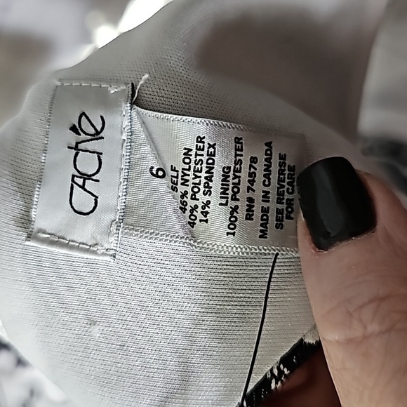 Cache black white sz 6 sheath dress new with tags cut out back - Picture 6 of 7
